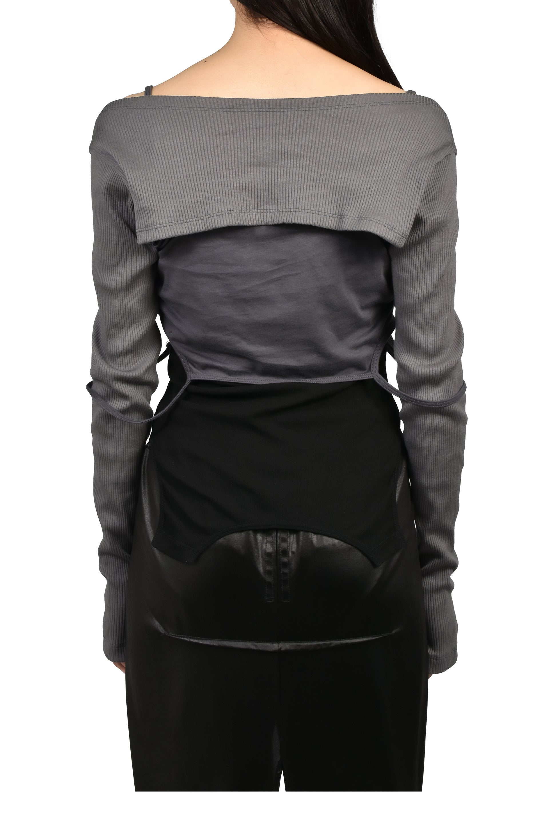 LAYERED PYJAMA TOP / D.GRY