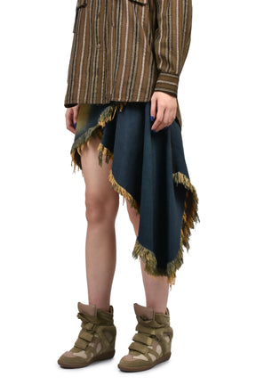 ASYMMETRY DENIM SKIRT / BLU
