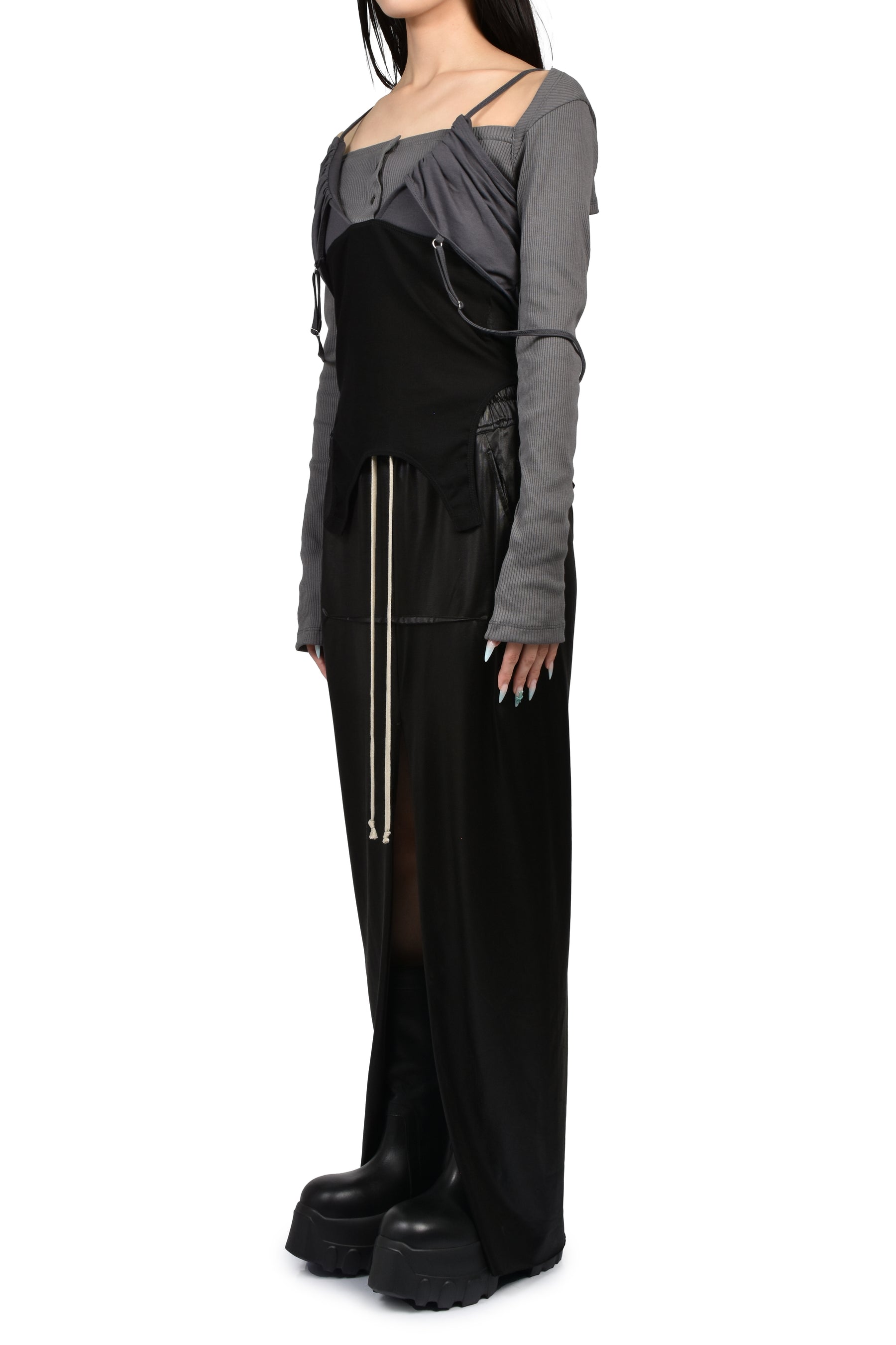 LAYERED PYJAMA TOP / D.GRY
