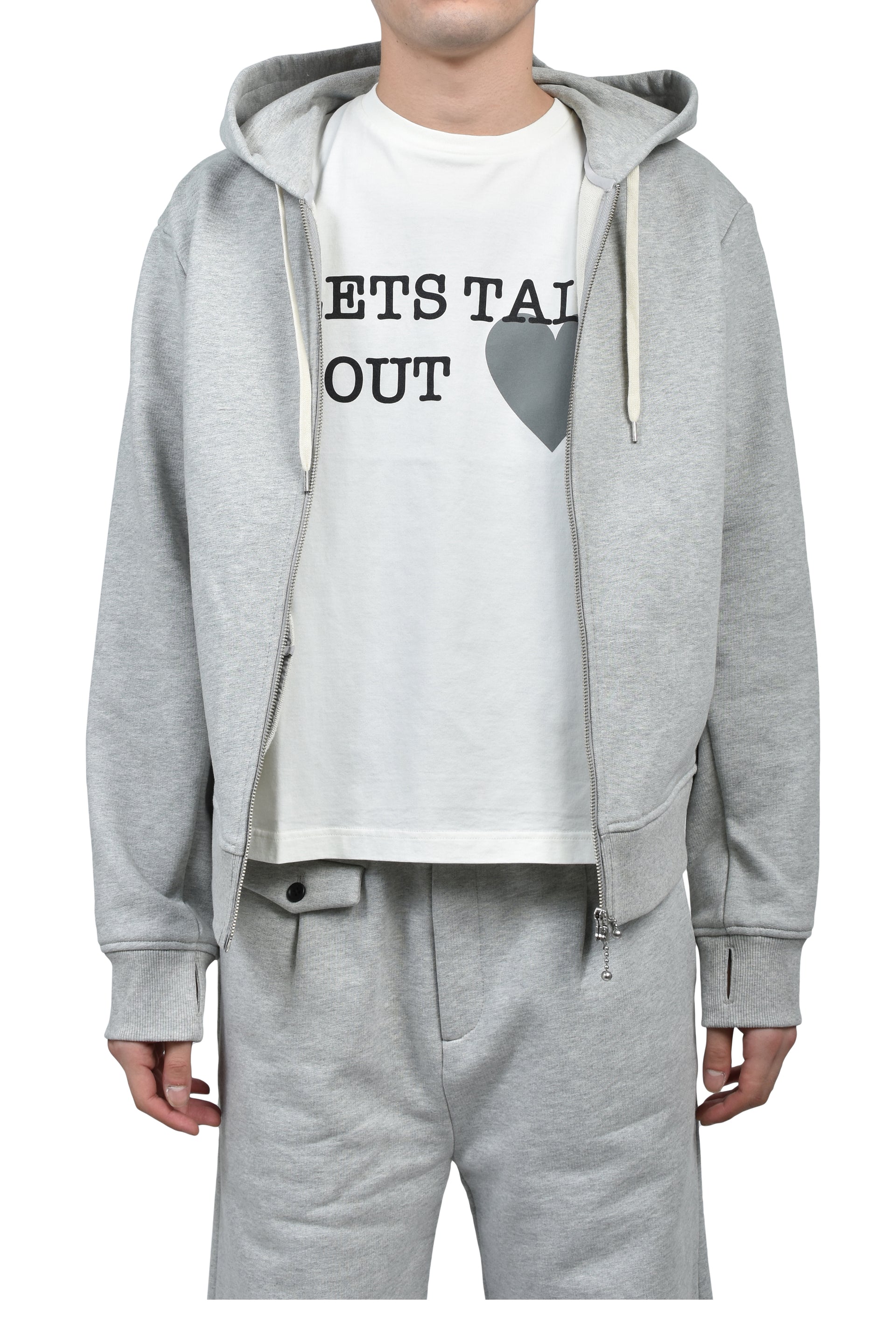 BORED ZIP HOODIE / HEATHER GRY