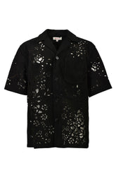 BANDANA HOLE LEATHER HALF SLEEVE SHIRT / BLK