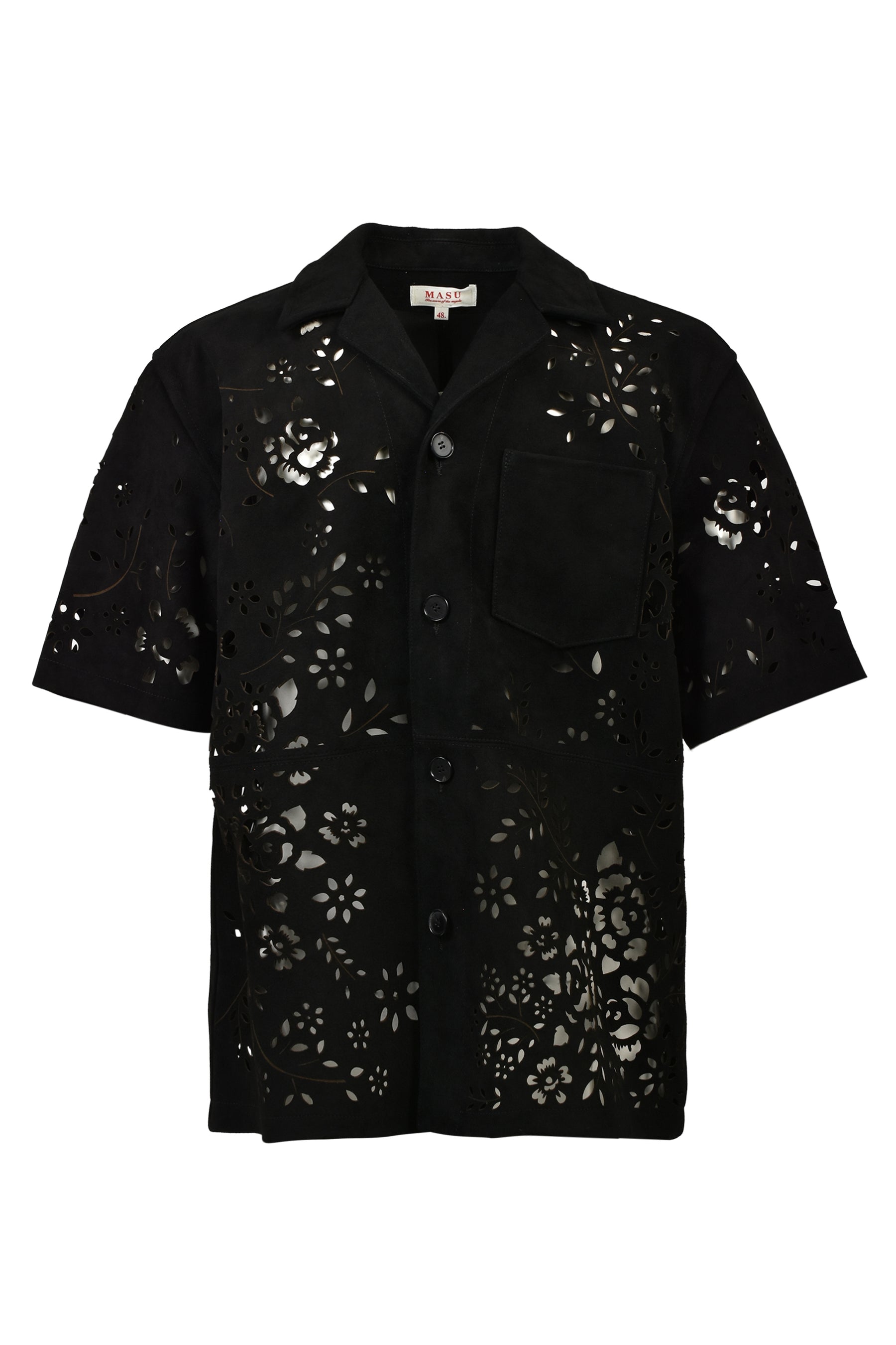 BANDANA HOLE LEATHER HALF SLEEVE SHIRT / BLK