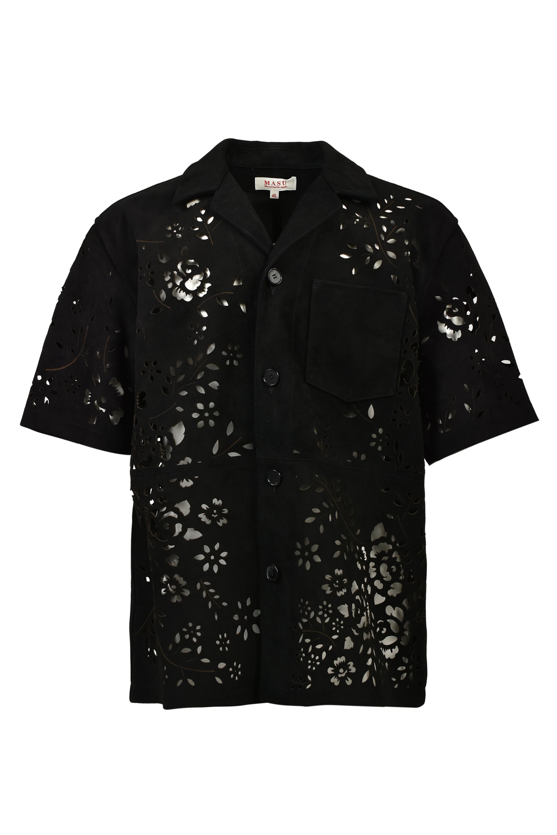 BANDANA HOLE LEATHER HALF SLEEVE SHIRT / BLK