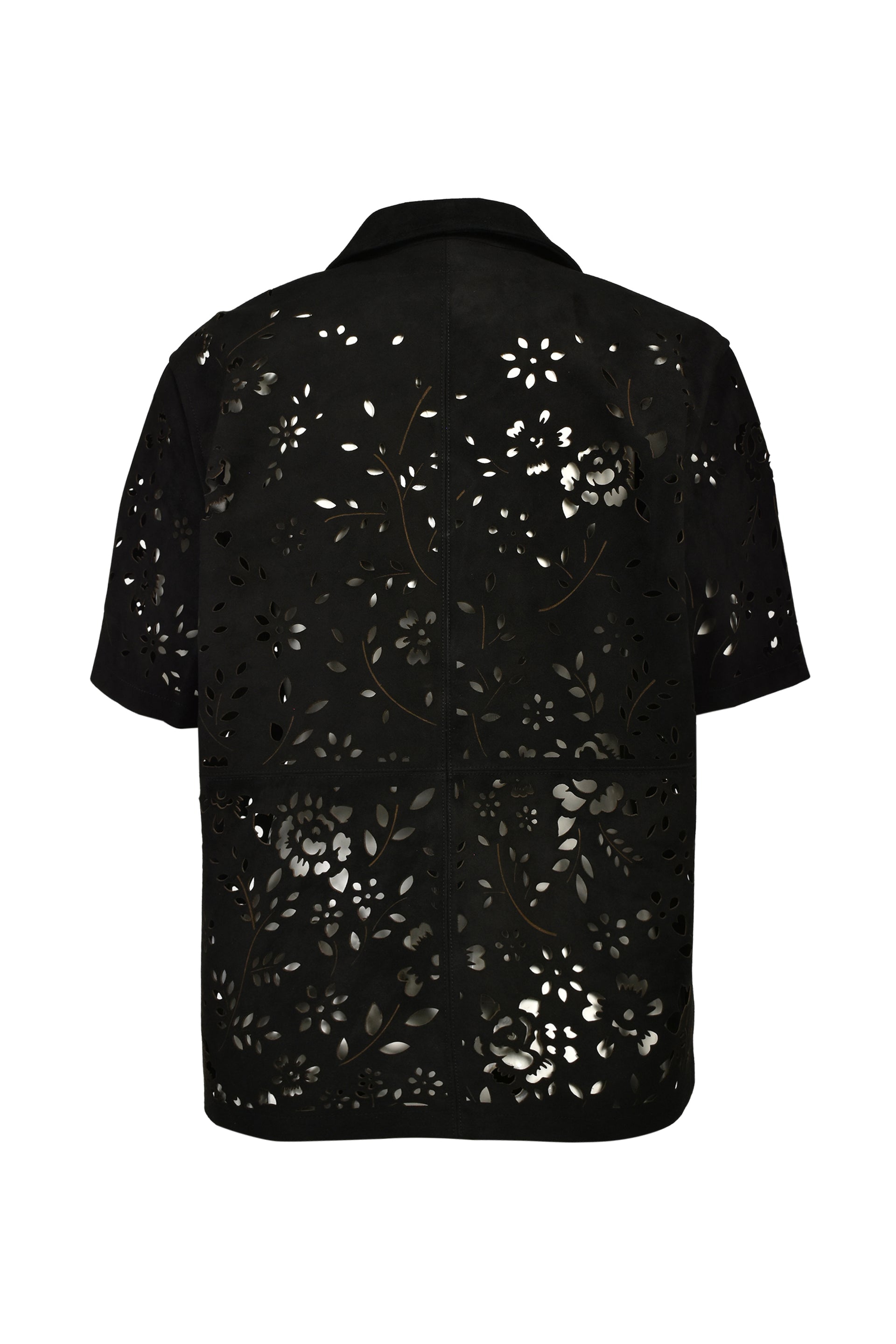 BANDANA HOLE LEATHER HALF SLEEVE SHIRT / BLK