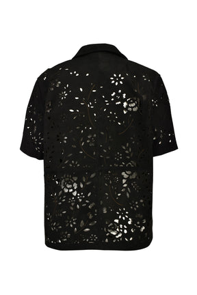 BANDANA HOLE LEATHER HALF SLEEVE SHIRT / BLK