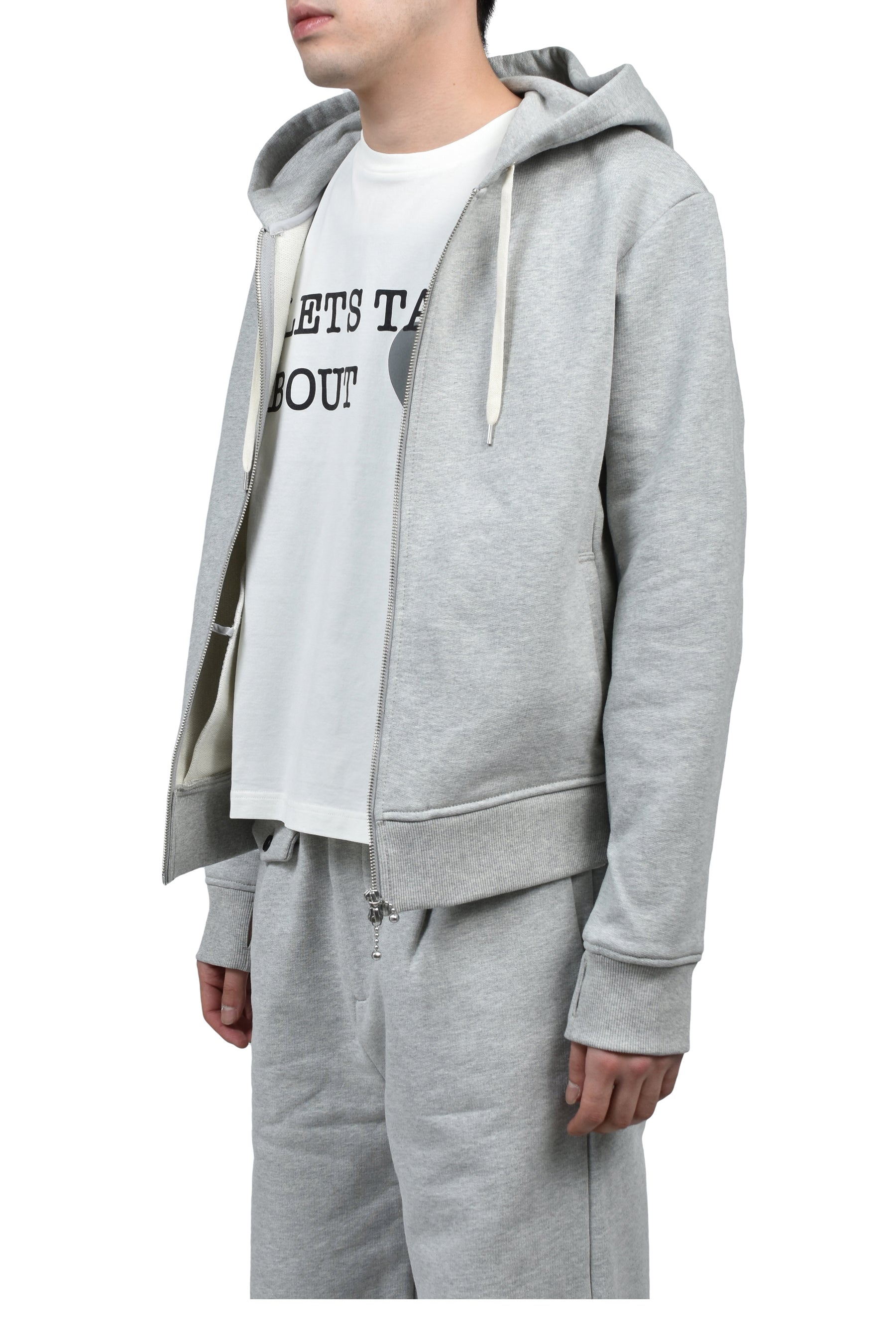 BORED ZIP HOODIE / HEATHER GRY