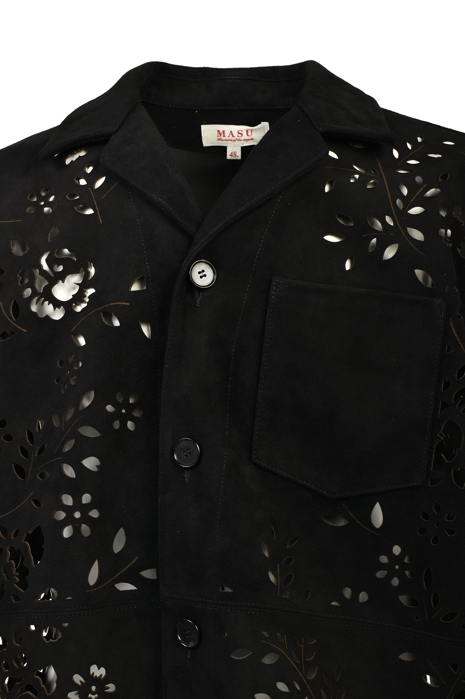 BANDANA HOLE LEATHER HALF SLEEVE SHIRT / BLK