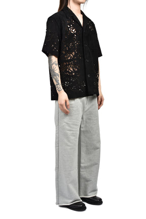 BANDANA HOLE LEATHER HALF SLEEVE SHIRT / BLK