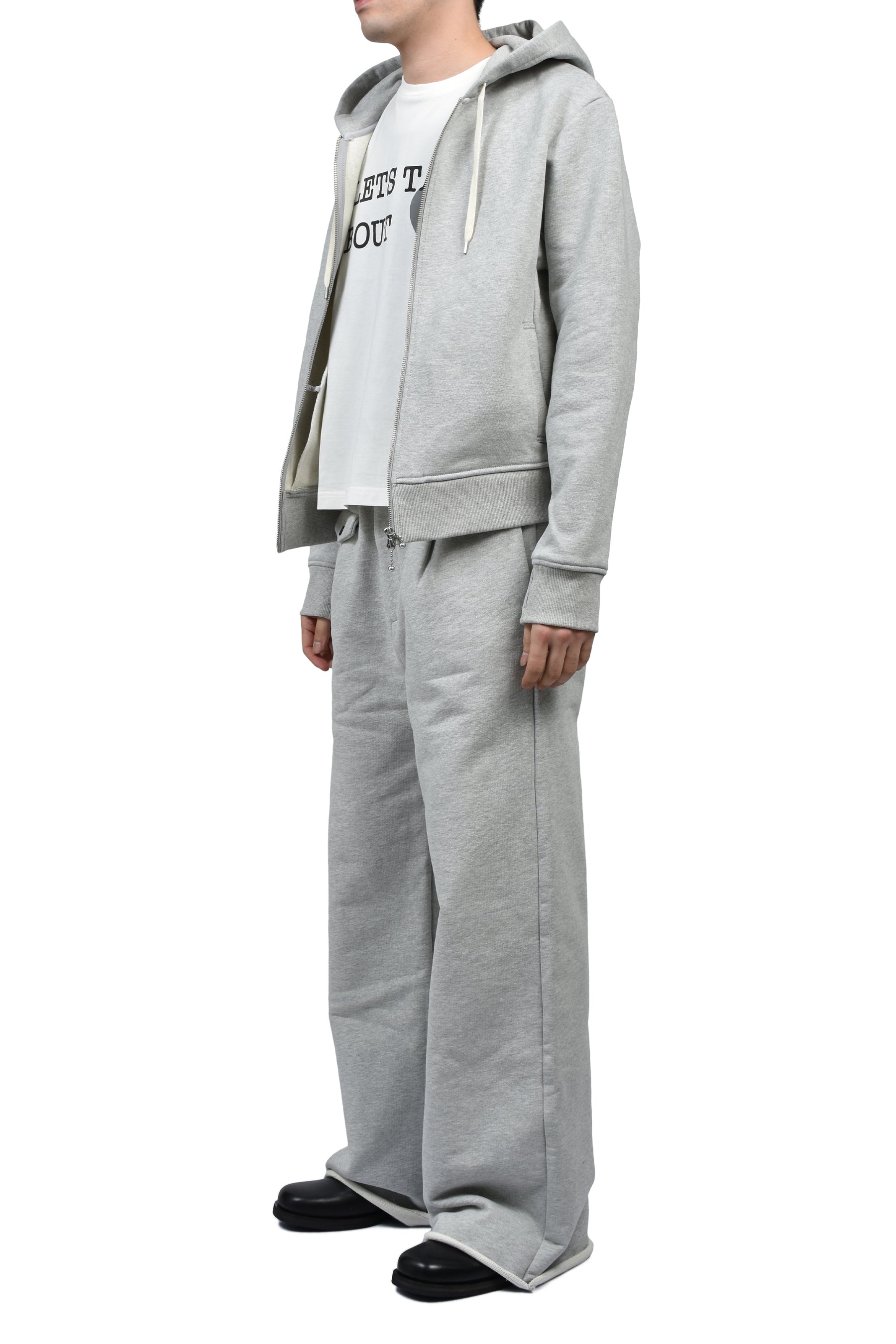 BORED ZIP HOODIE / HEATHER GRY