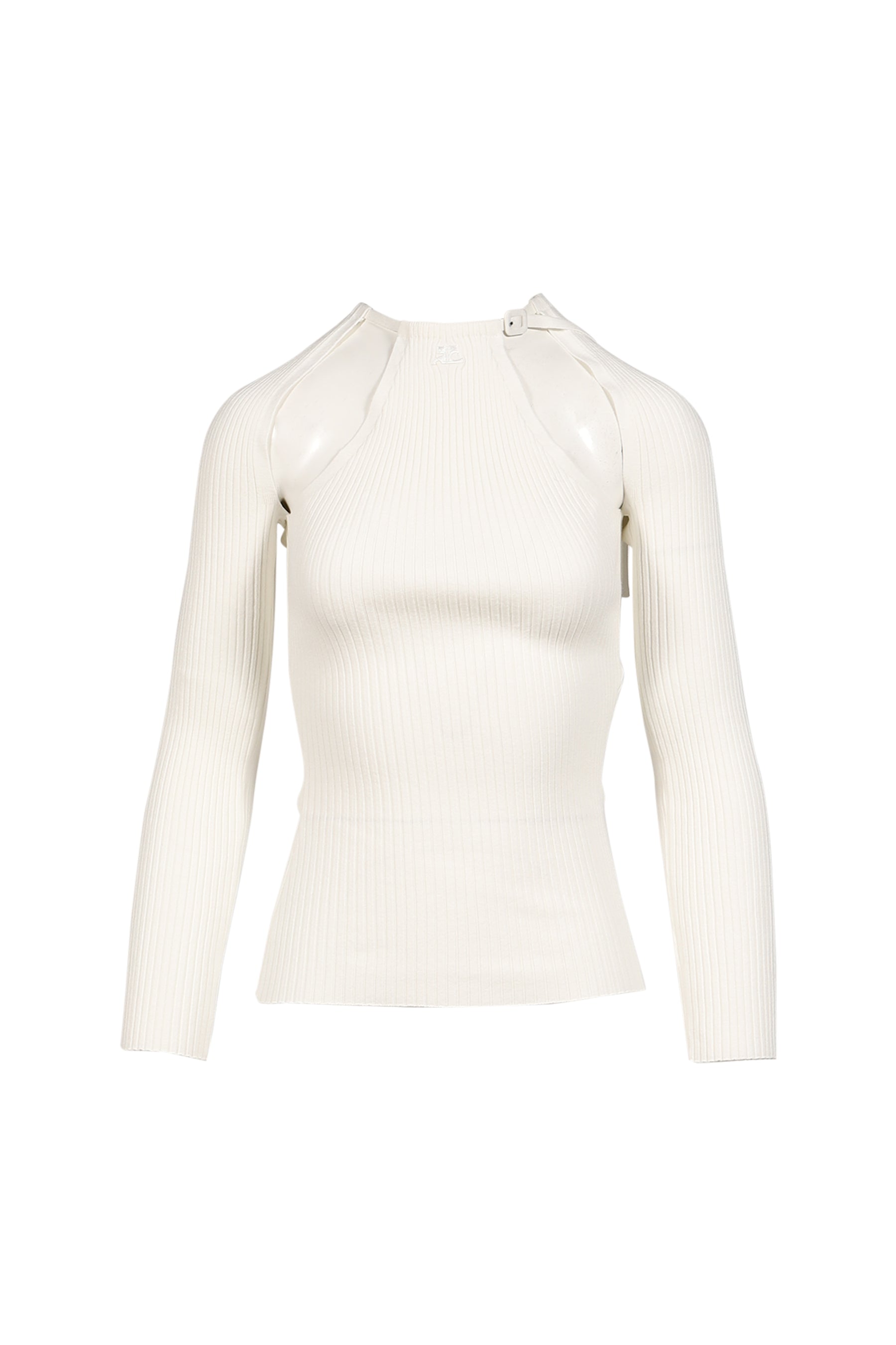RIB KNIT CUT OUT SWEATER / HERITAGE WHT