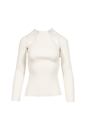 RIB KNIT CUT OUT SWEATER / HERITAGE WHT