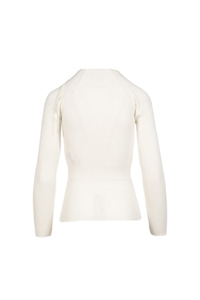 RIB KNIT CUT OUT SWEATER / HERITAGE WHT