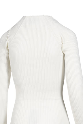 RIB KNIT CUT OUT SWEATER / HERITAGE WHT