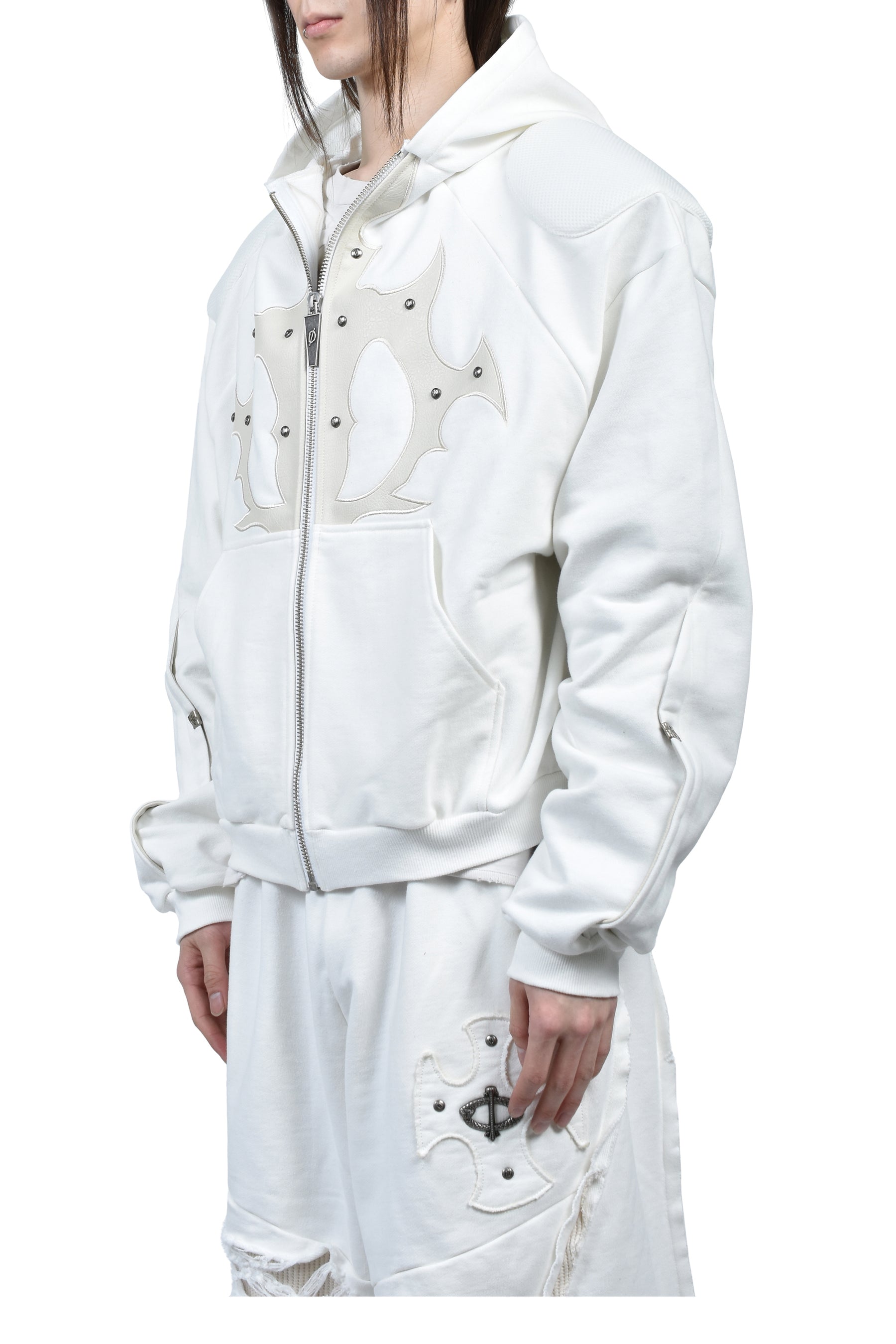 SKOOT PADDED HOODIE / WHT