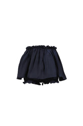 HAND-SEWN FLORAL WAIST SHORT SKIRT / NVY