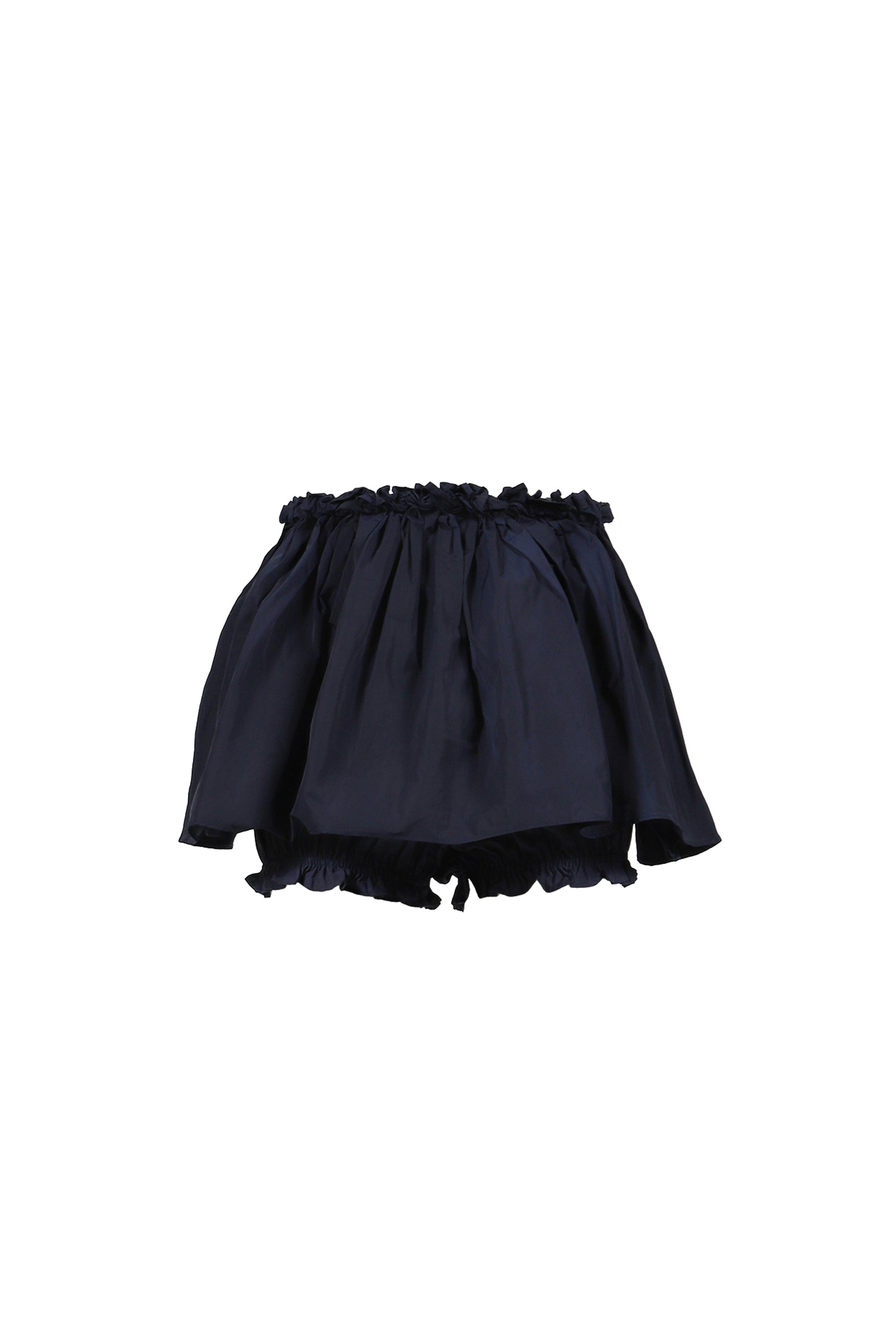 HAND-SEWN FLORAL WAIST SHORT SKIRT / NVY