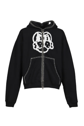 HAND-STITCHED FULL ZIP HOODIE / BLK