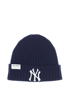 HERITAGE YANKEES SERIF CASHMERE BEANIE / DARK NVY