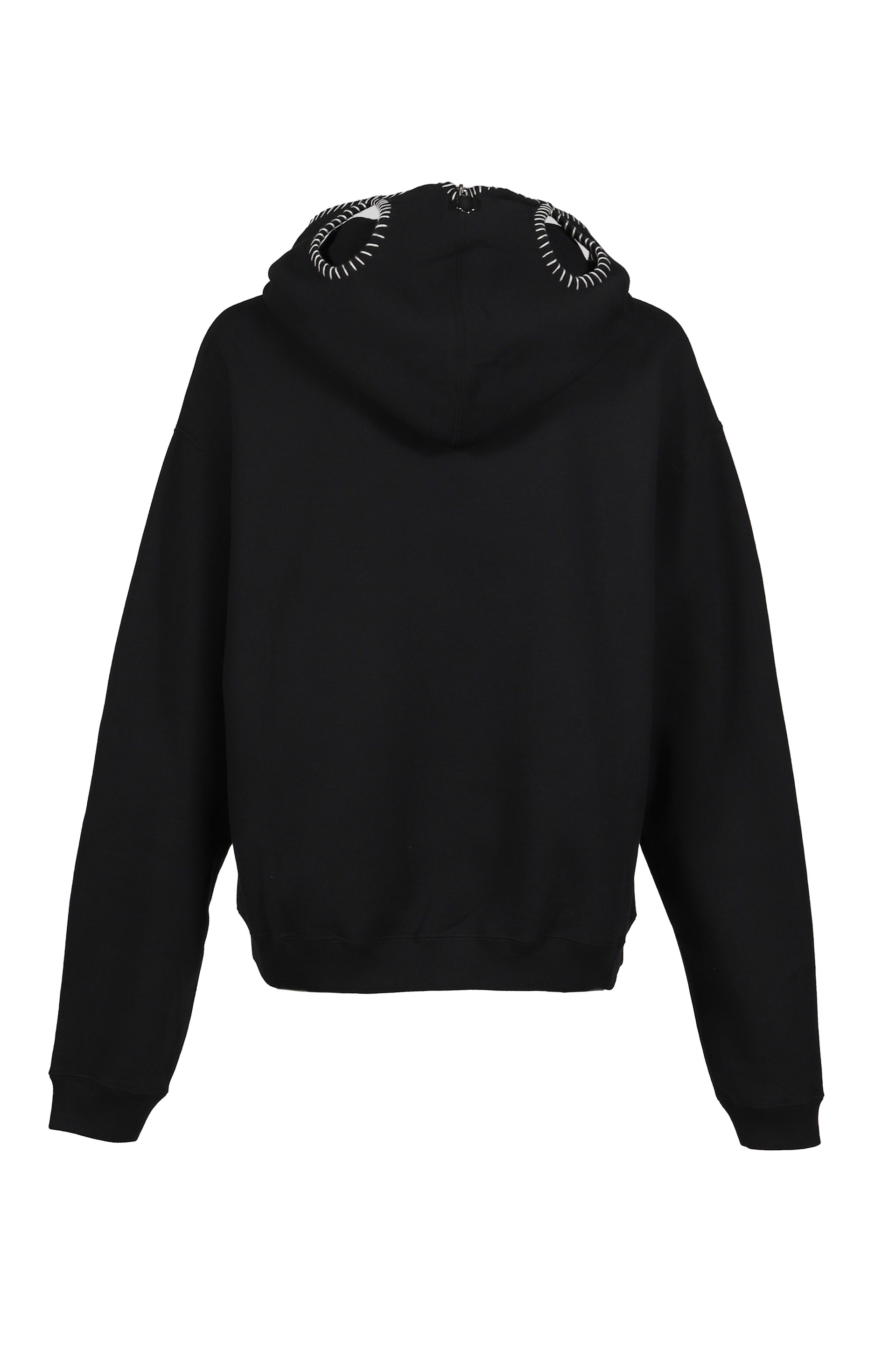 HAND-STITCHED FULL ZIP HOODIE / BLK