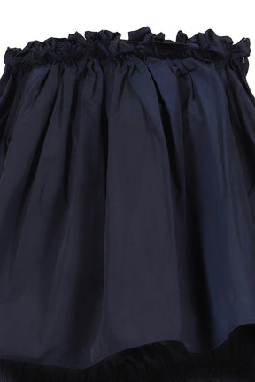 HAND-SEWN FLORAL WAIST SHORT SKIRT / NVY