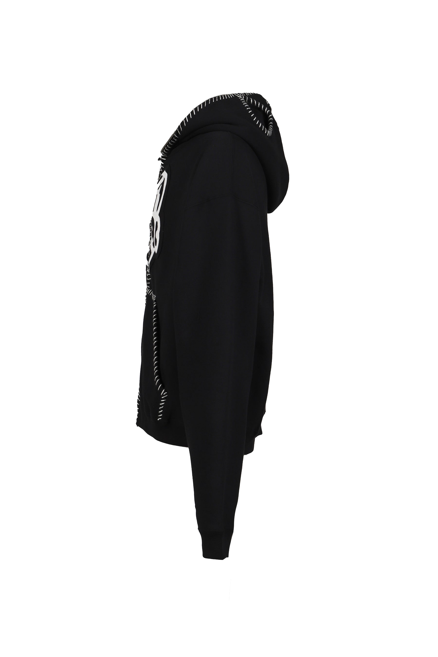 HAND-STITCHED FULL ZIP HOODIE / BLK