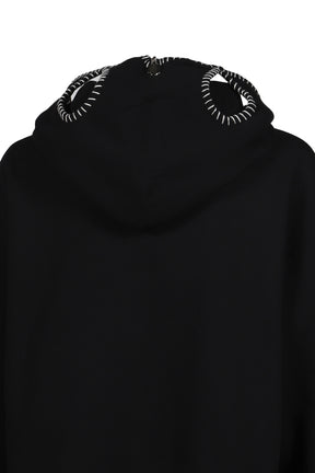 HAND-STITCHED FULL ZIP HOODIE / BLK