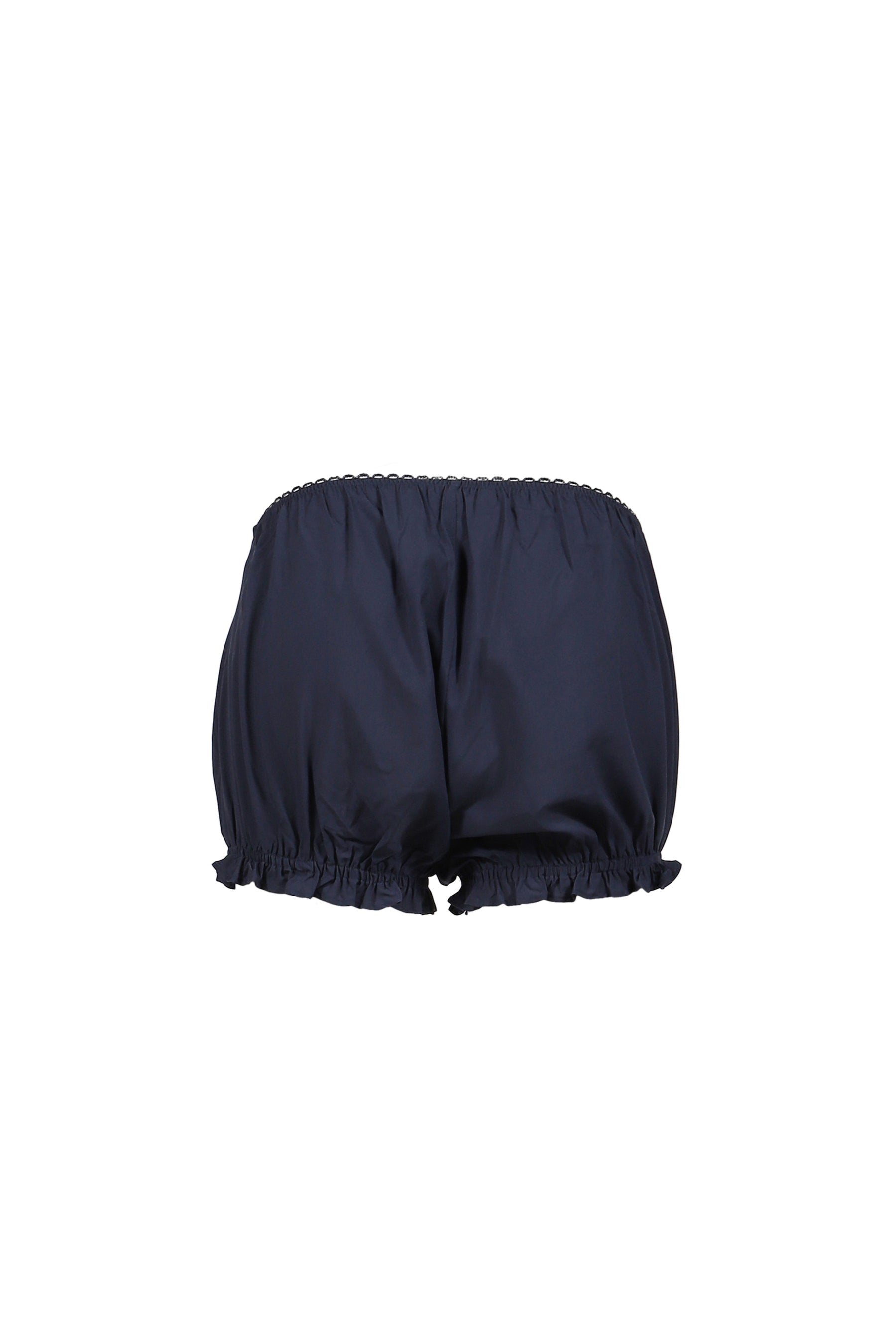 HAND-SEWN FLORAL WAIST SHORT SKIRT / NVY