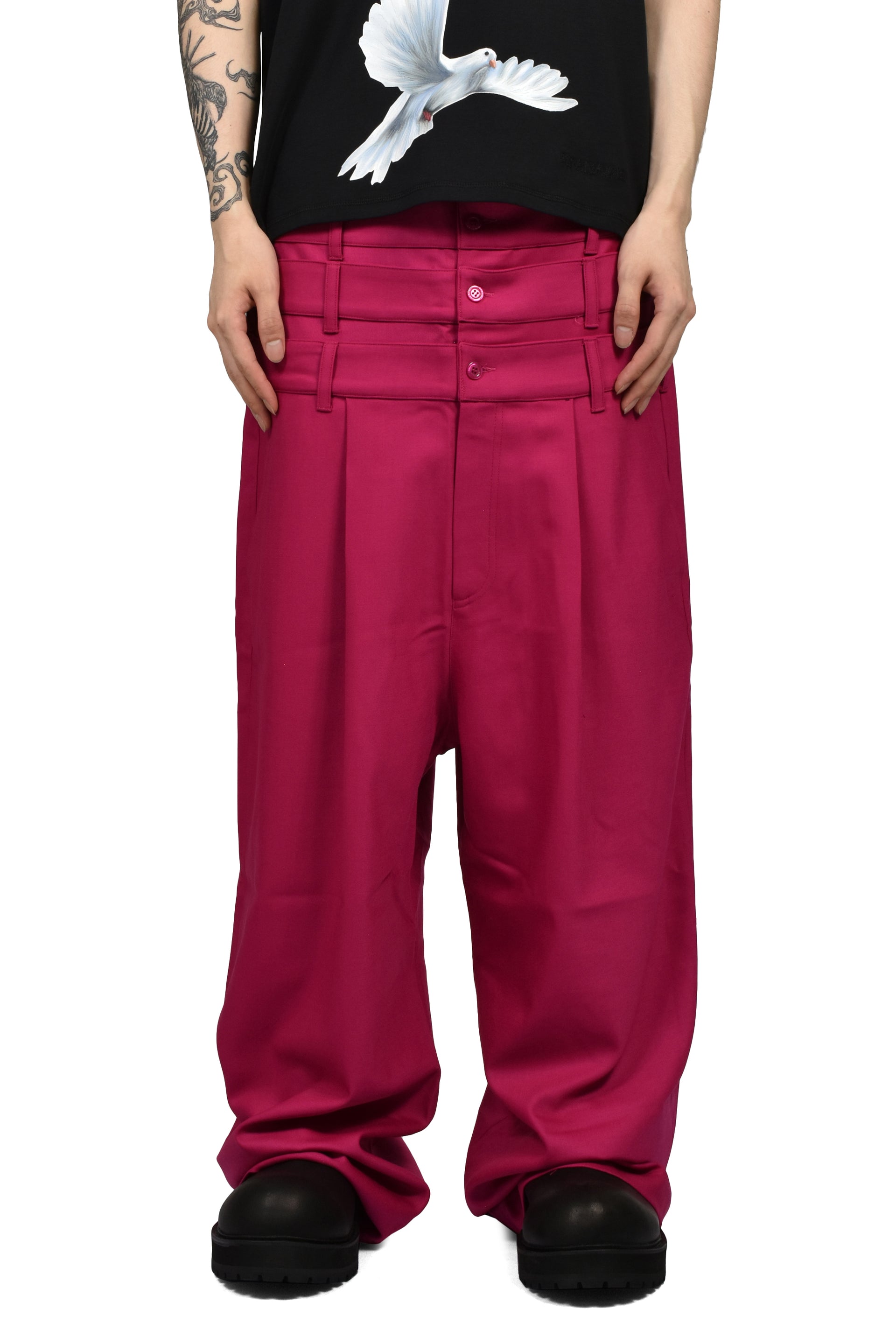 4 WAIST TAILORED TROUSERS / FUCHSIA