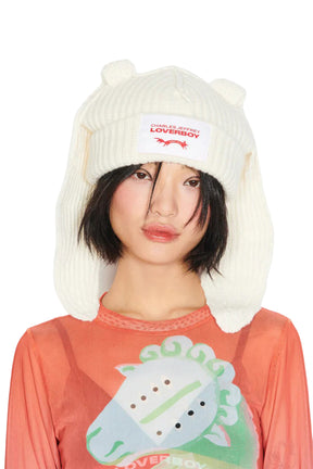 CHUNKY RABBIT BEANIE / ECRU