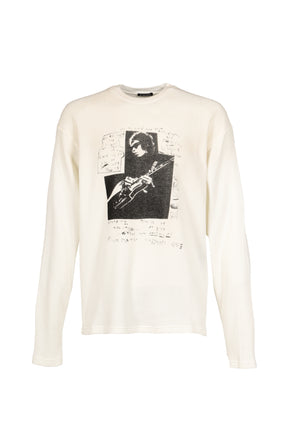 EMIL RELAX FIT BOXY T-SHIRT WITH "THE NIGHT WHISPERS" PRINT / WHT