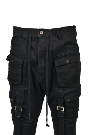 ADJUST CARGO JOG DENIM / BLK