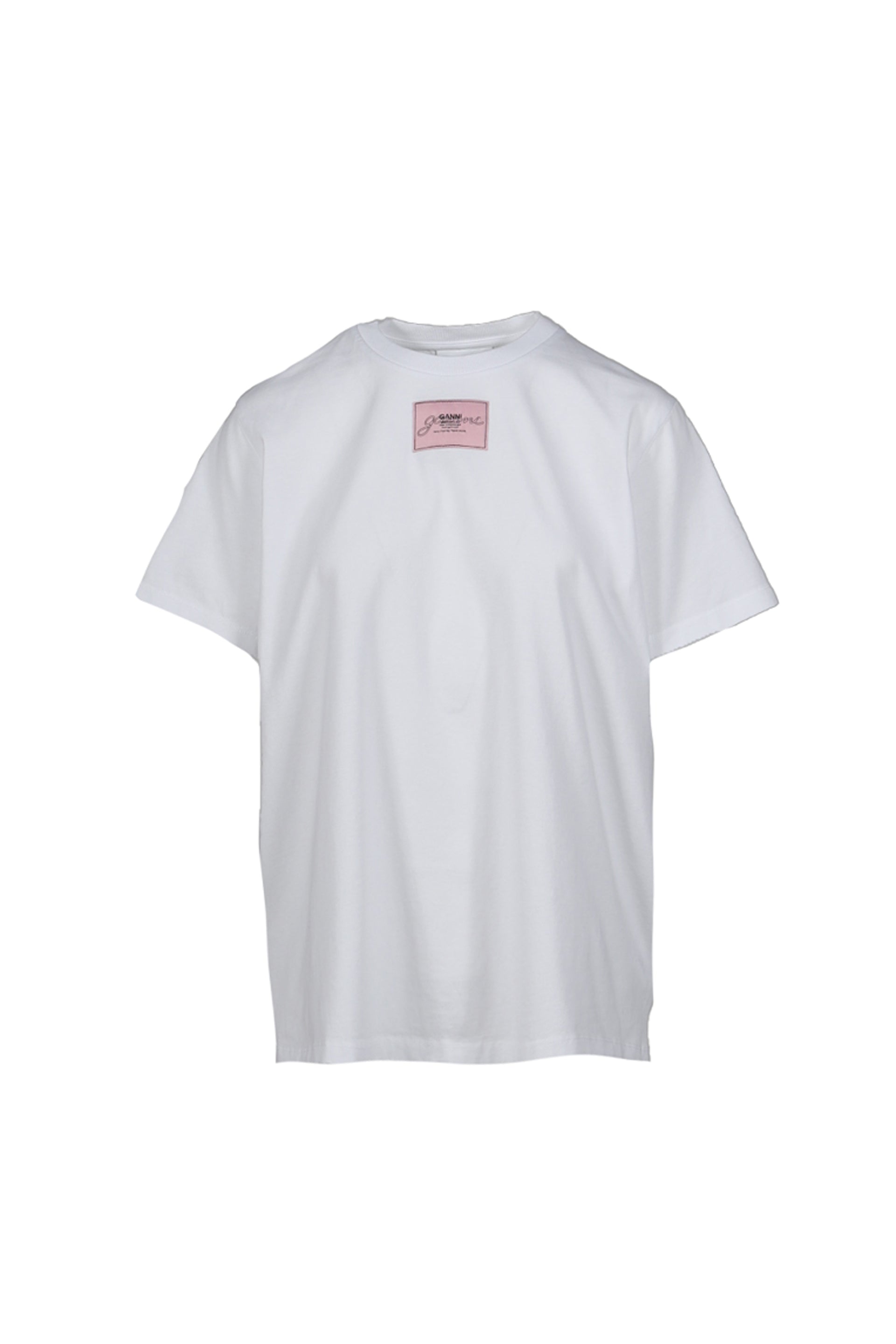 GANNI BASIC JERSEY COLLAGE RELAXED T-SHIRT / BRIGHT WHT