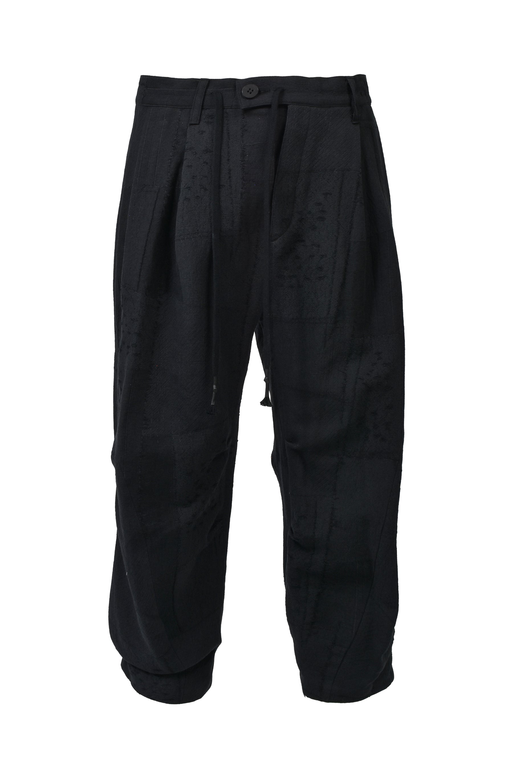 D.HYGEN PATCHWORK JACQUARD WIDE CROPPED PANTS / BLK