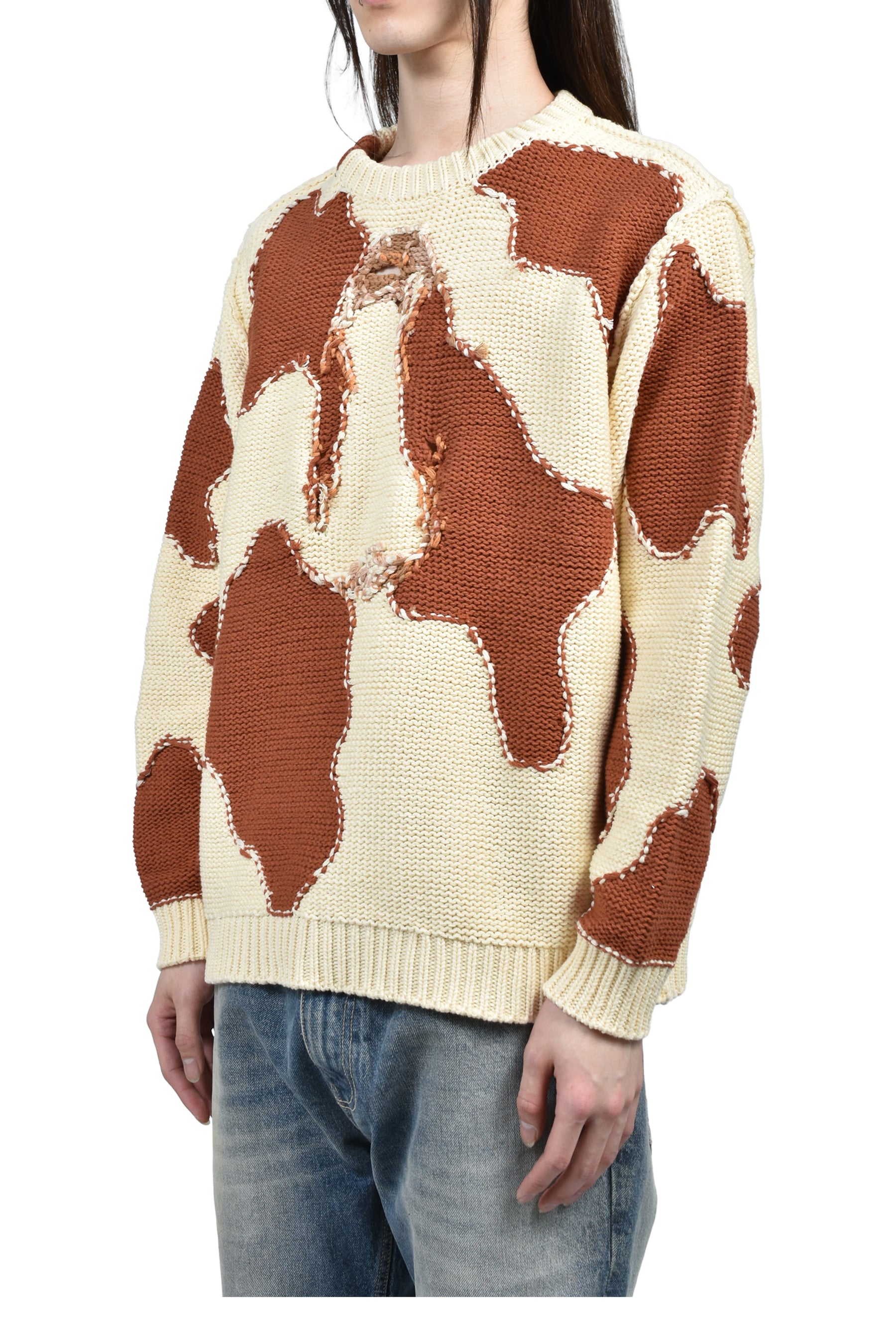 doublet ACTING COW KNIT PULLOVER / WHT