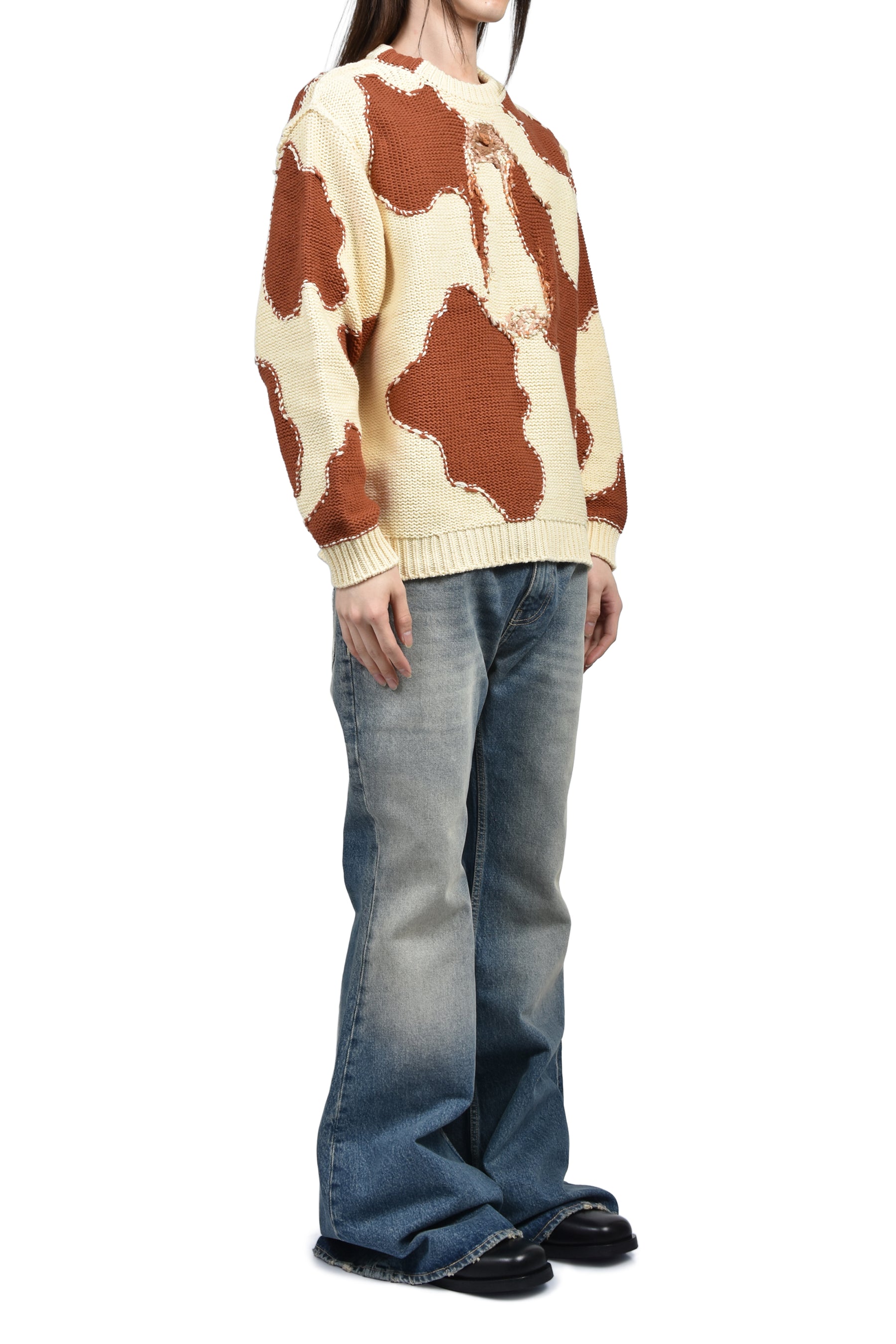 doublet ACTING COW KNIT PULLOVER / WHT