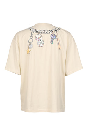 BEABRICK PRINT COTTON TEE SHIRT / NATURAL RAW