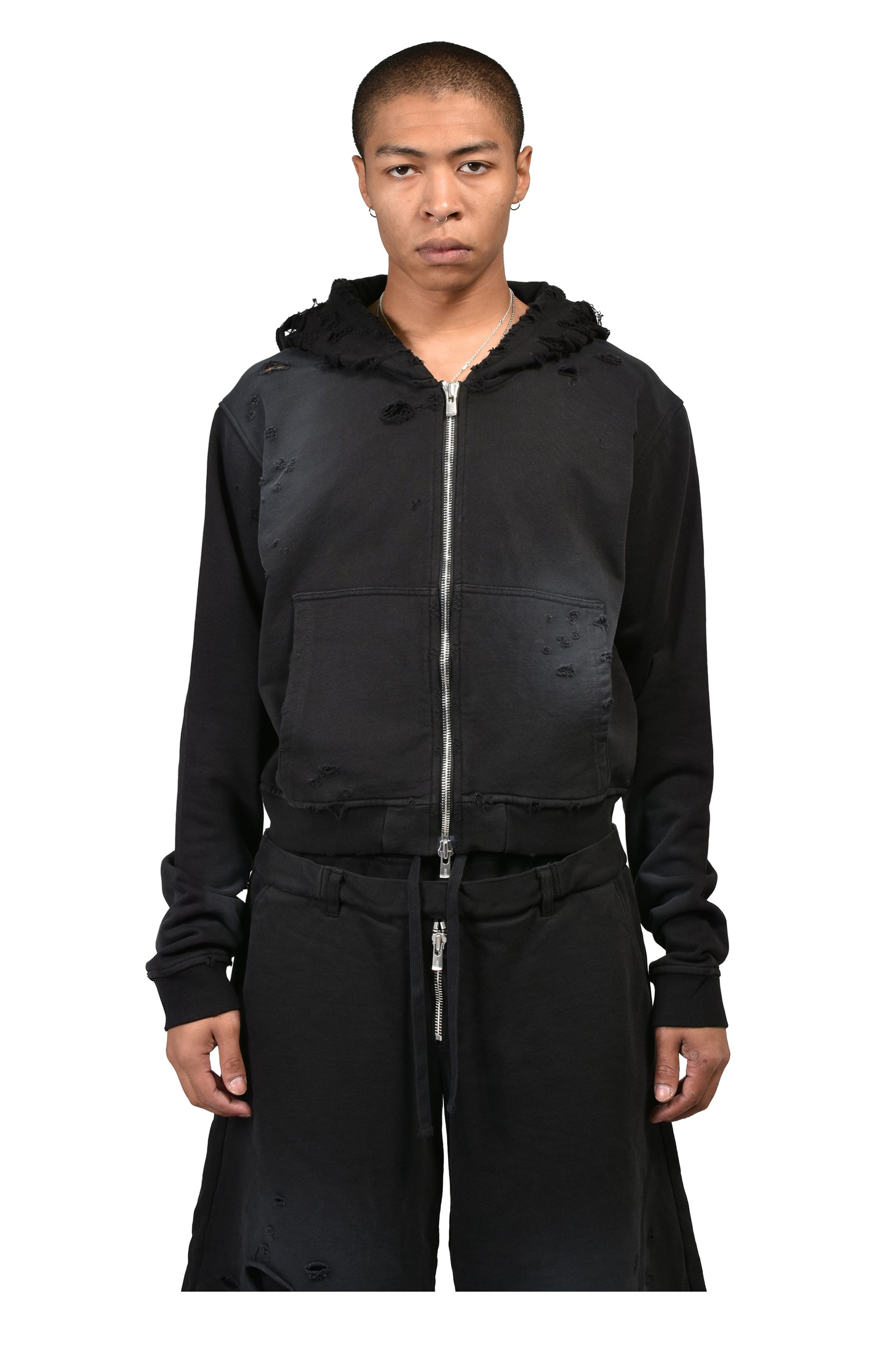 HEAD SHOT ZIP UP HOOD / FADED BLK