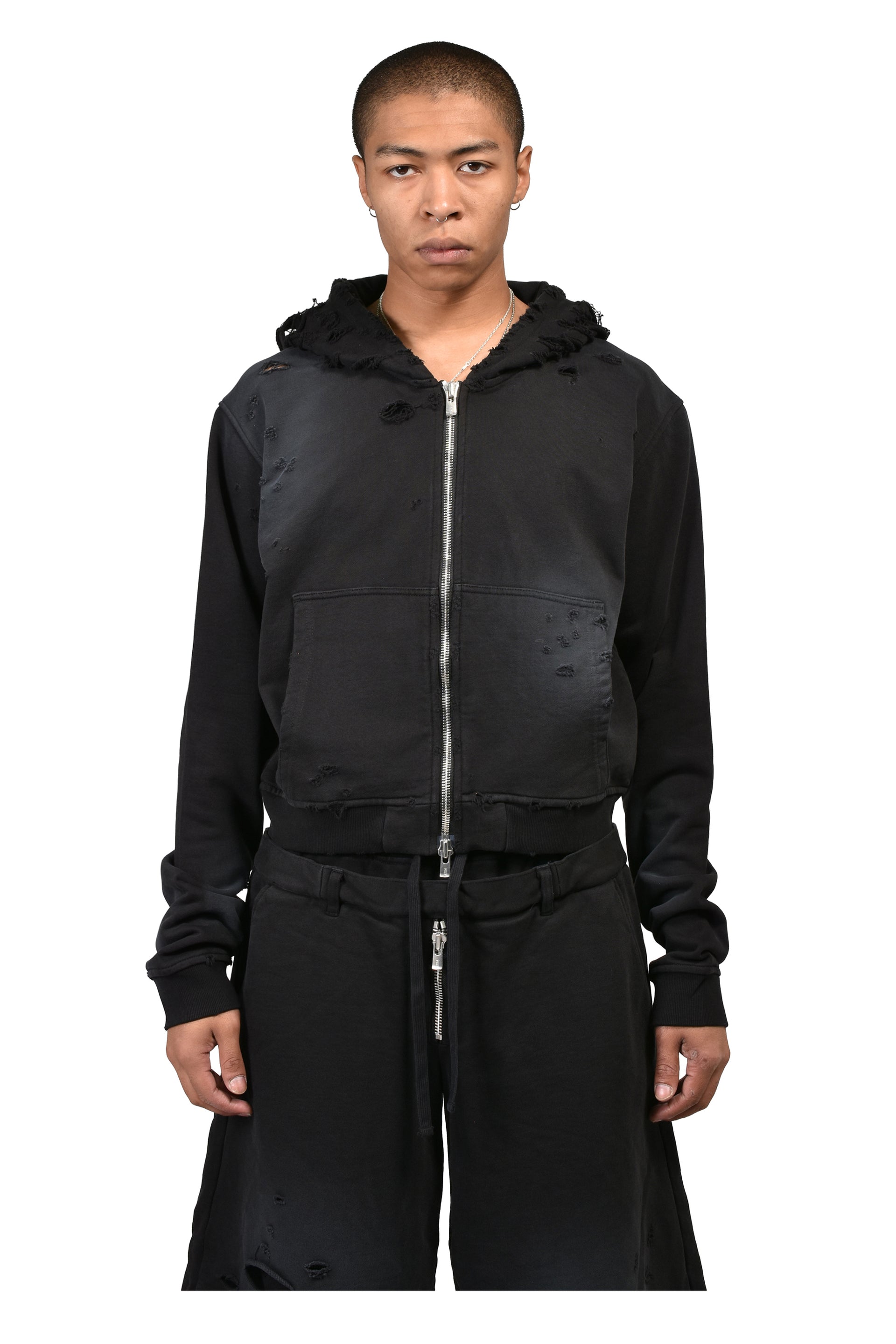 HEAD SHOT ZIP UP HOOD / FADED BLK