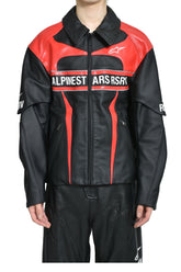 HAGAZE LEATHER JACKET / BLK RED