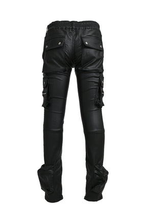 TYPE-4 SLIM STRETCH WAX CARGO PANTS / BLK