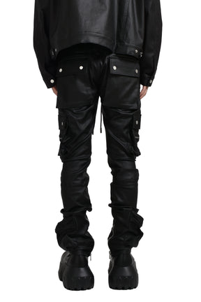 TYPE-4 SLIM STRETCH WAX CARGO PANTS / BLK