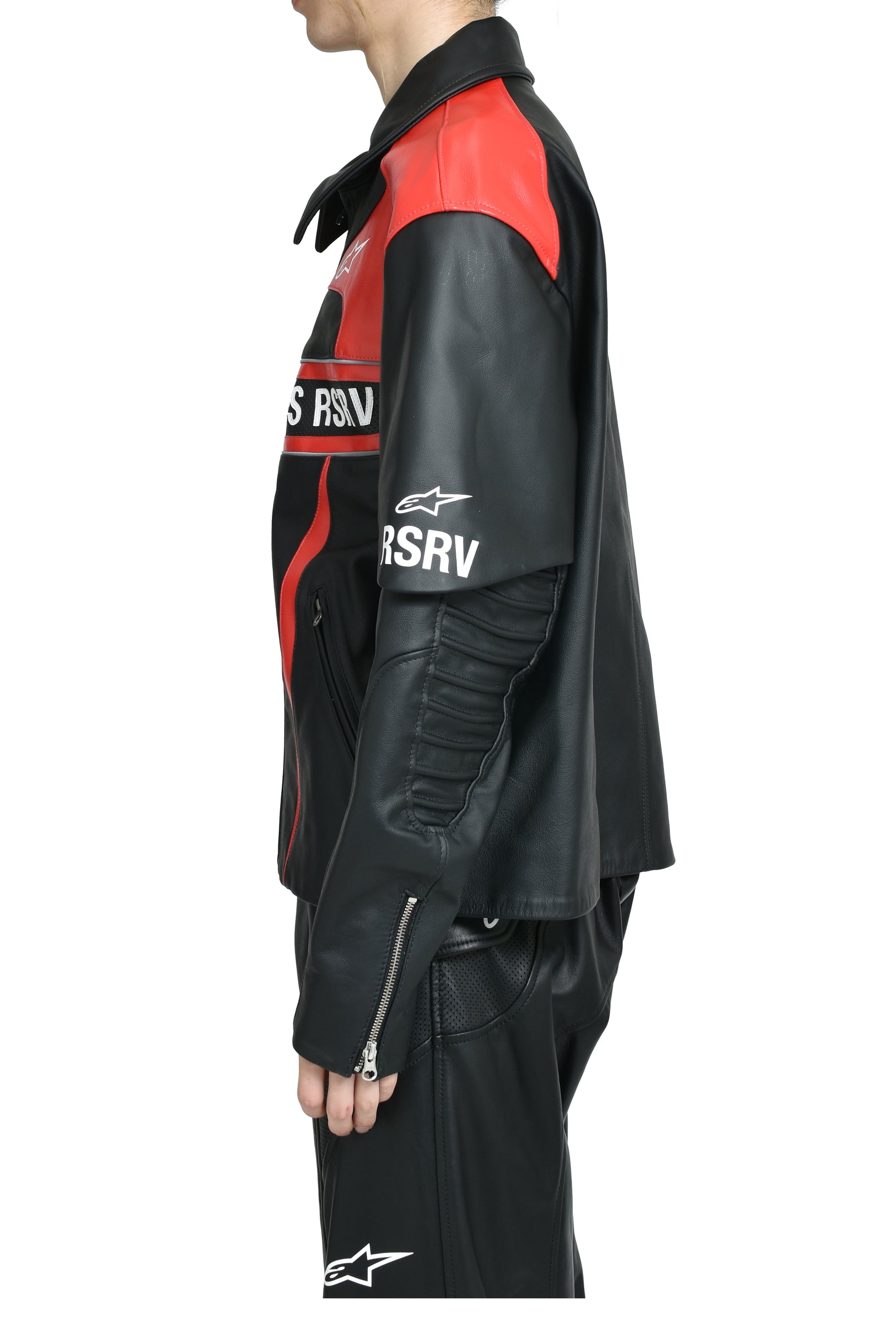 HAGAZE LEATHER JACKET / BLK RED