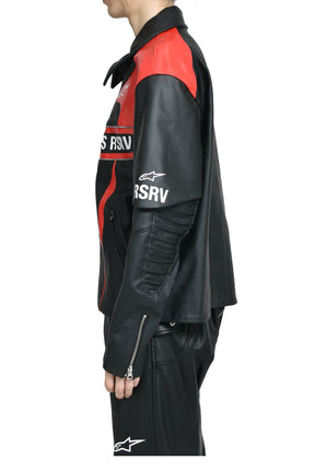 HAGAZE LEATHER JACKET / BLK RED