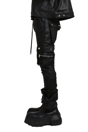 TYPE-4 SLIM STRETCH WAX CARGO PANTS / BLK