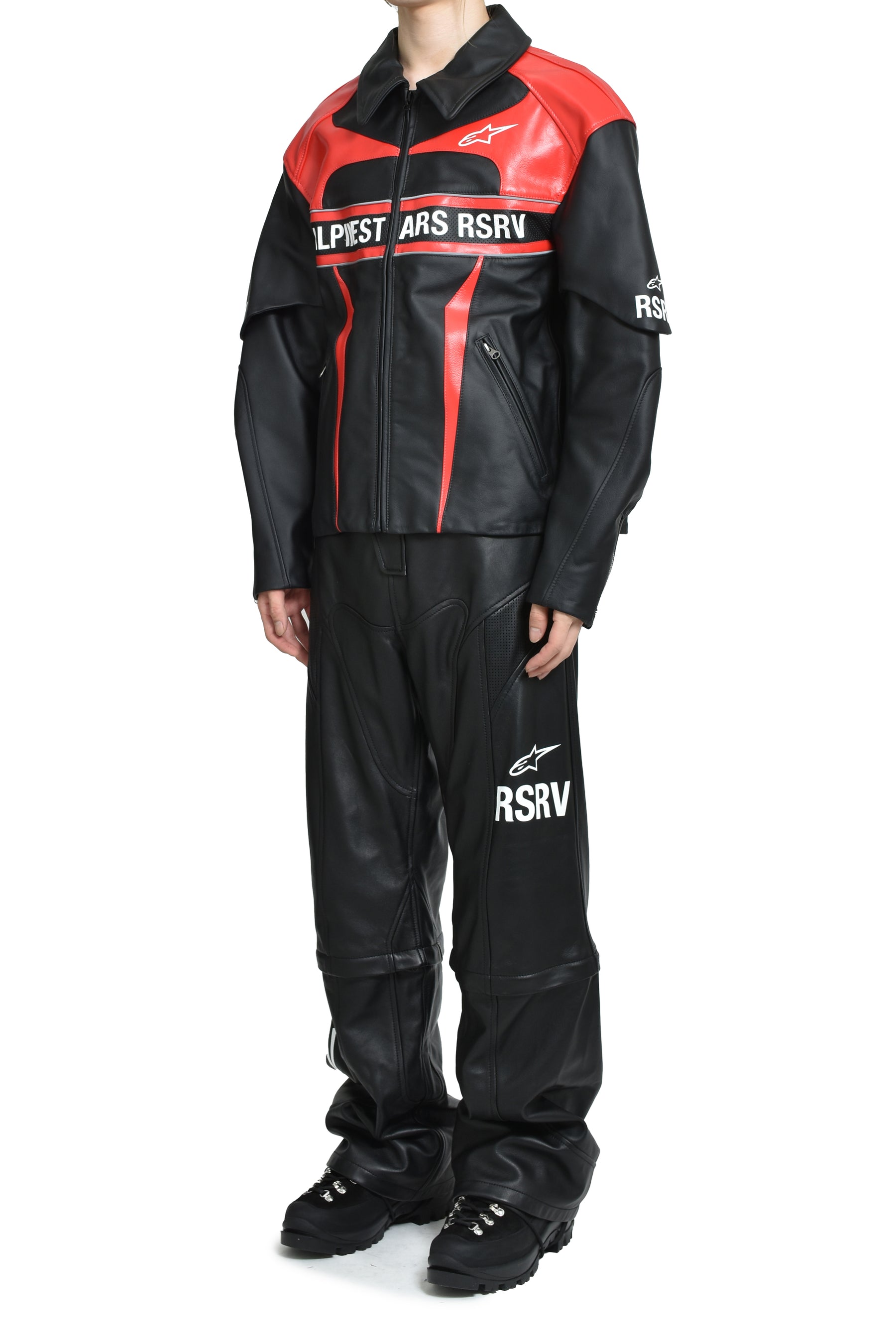 HAGAZE LEATHER JACKET / BLK RED