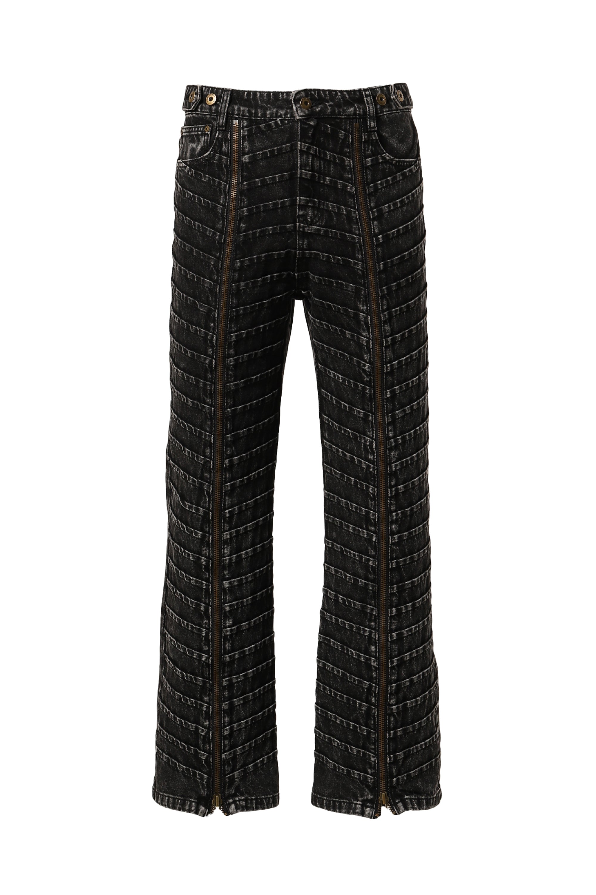 FenG CHen WANG フェンチェンワン SS24 PLEATED DENIM TROUSER / BLK - NUBIAN