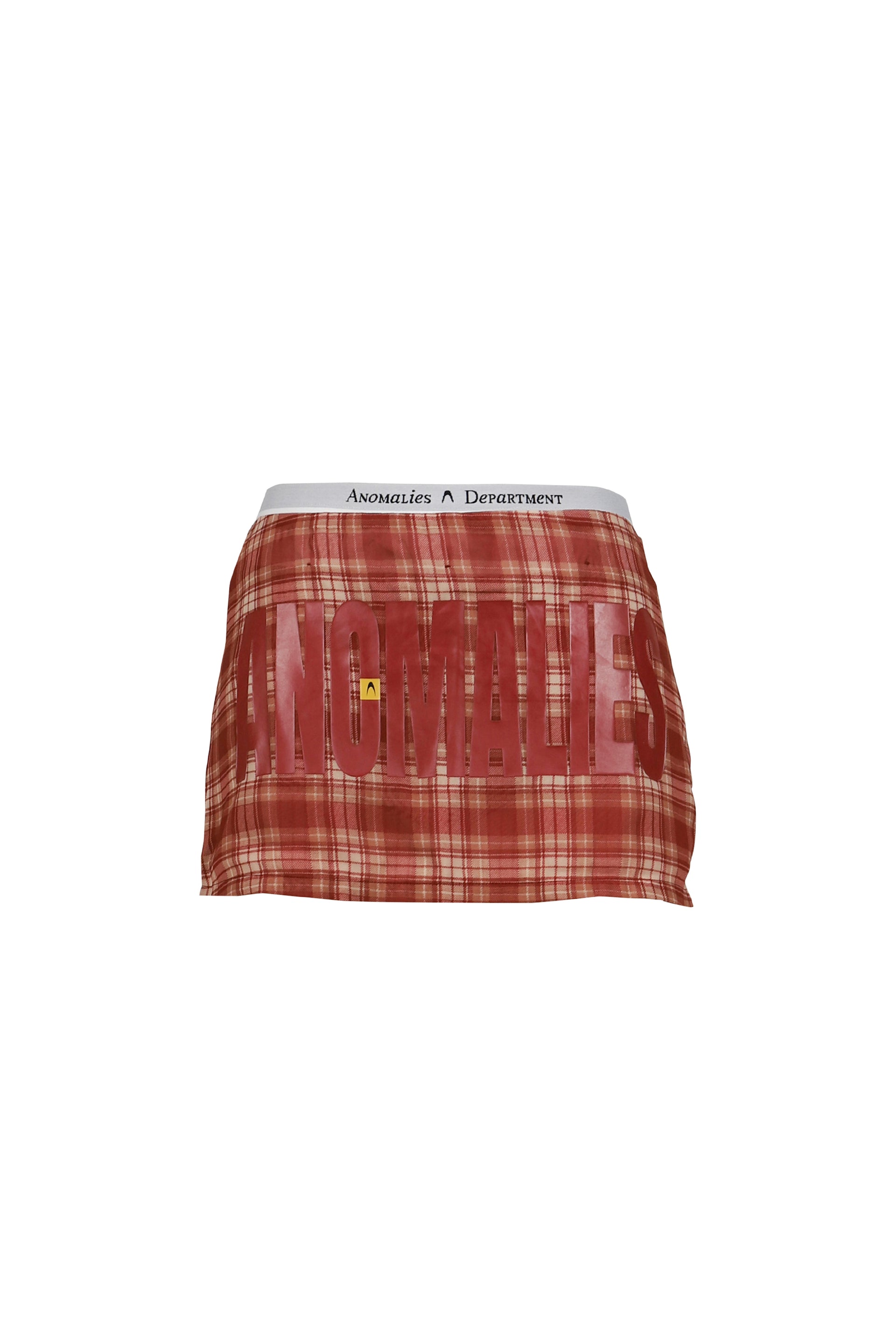 PLAID FAKE TWO-PIECE PRINTED SHORT SKIRT / RED