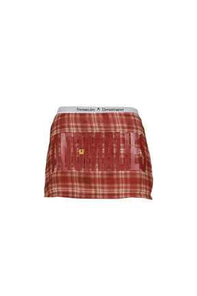 PLAID FAKE TWO-PIECE PRINTED SHORT SKIRT / RED
