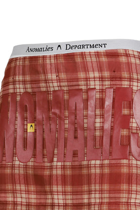 PLAID FAKE TWO-PIECE PRINTED SHORT SKIRT / RED