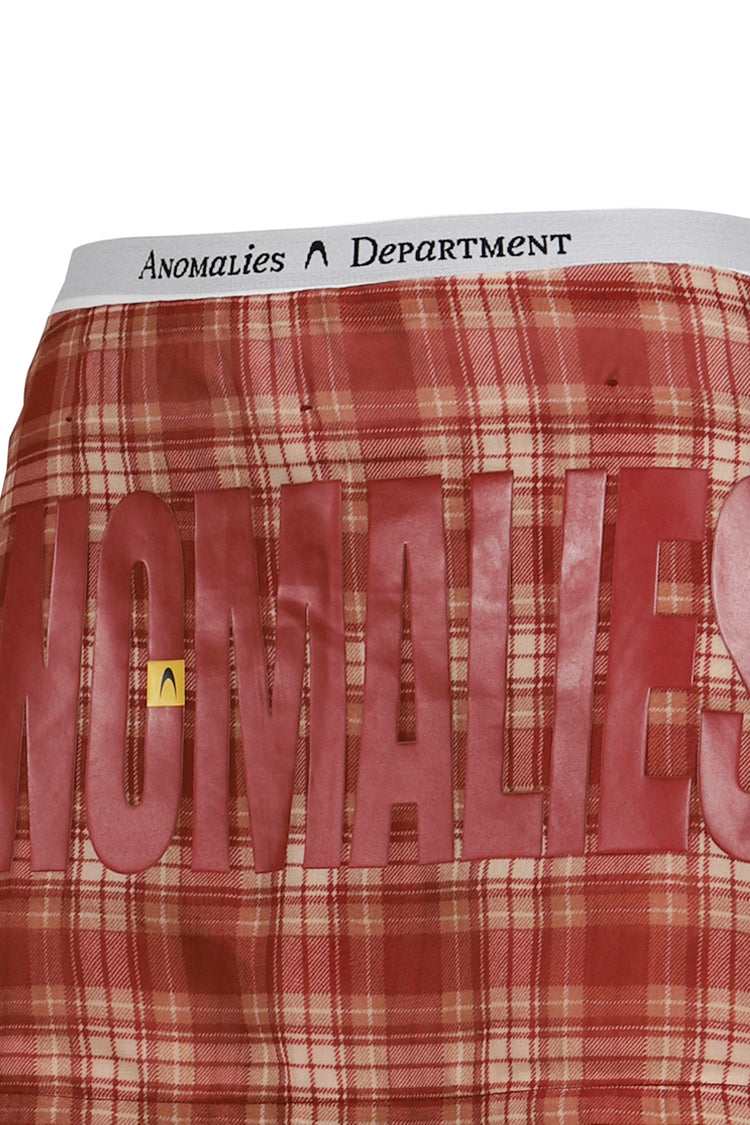 PLAID FAKE TWO-PIECE PRINTED SHORT SKIRT / RED